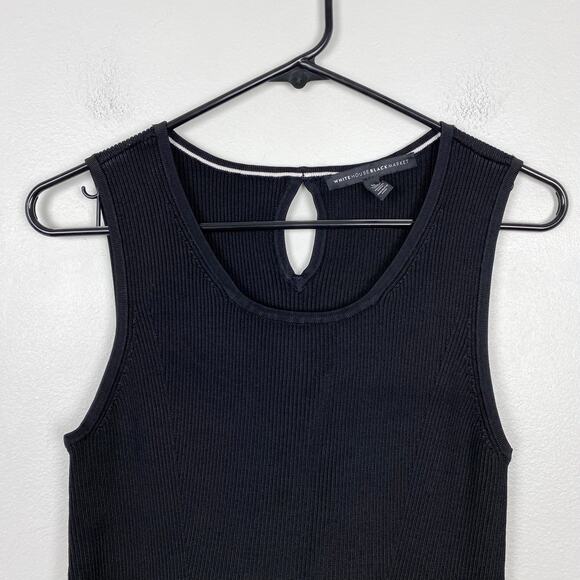 White House Black Market Ribbed Tank Top Fitted Keyhole Back Size Medium - Picture 2 of 9